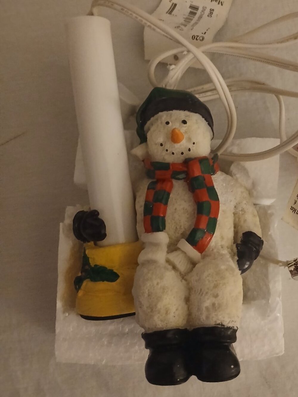 Vintage Island Creek Snowman Window Candle Light Christmas Holiday Decor